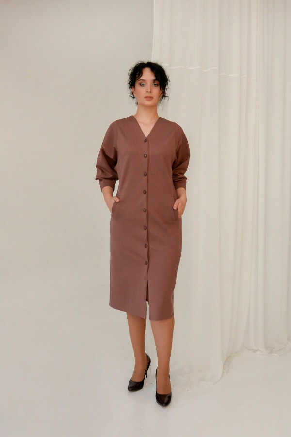 Ділова сукня  Агнеса великого розміру 2022  VN48404 кава