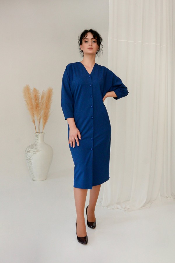 Деловое платье Агнеса большого размера 2022 VN48402 синее
