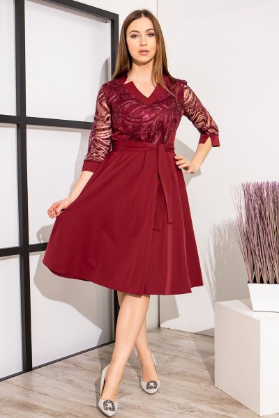 Бордовое нарядное платье YM39302 