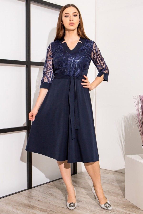 сукня з візерунками YM39301 темно-синього кольору