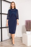 Красиве плаття з візерунками YM39401 темно-синього кольору