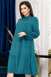 Темно-голубое платье-трапеция YM42001